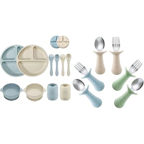 PandaEar Feeding Set & 6 Set Fork and Spoon