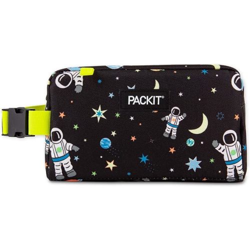 PackIt Freezable Snack Box, Spaceman, Built with ECOFREEZE Technology, Collapsible, Reusable, Zip Closure with Buckle Handle, Great for All Ages and Fresh Snacks on the go