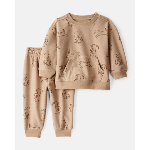 Baby Boy Dog French Terry Long-Sleeve Tee & Pant Set - Brown - Carter's | Carter's