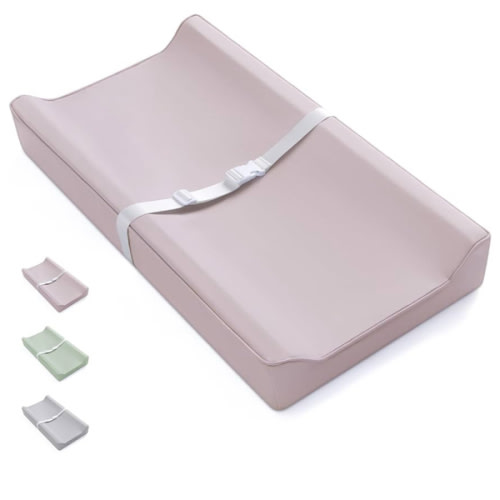 Blissful Diary Vegan Leather Baby Changing Pad with Waterproof & Wipe-Clean PU Cover, Standard Size Cozy Diaper Changing Pad for Dresser and Table, Taupe