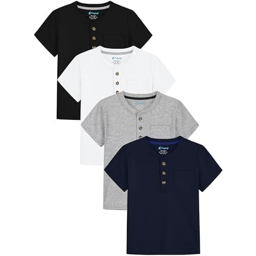 4 Pack Toddler Boys Shirts Toddler Boys Short Sleeve Cotton T Shirts Henley Pocket T-Shirt Tops Tee for Little Kids