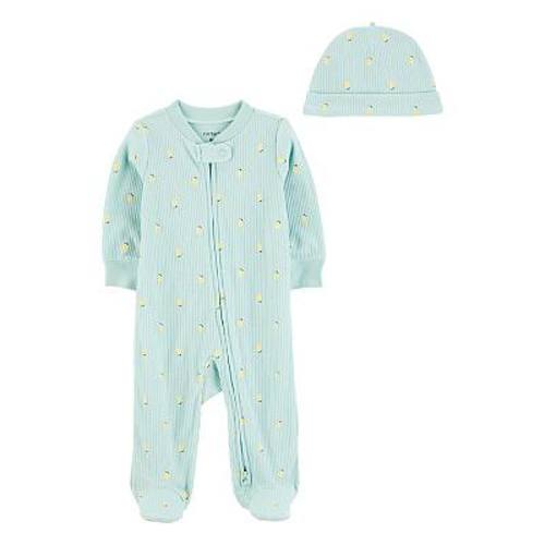 Baby Girl Carter's 2-Piece Lemon 2-Way Zip Sleep & Play Pajamas and Hat Set
