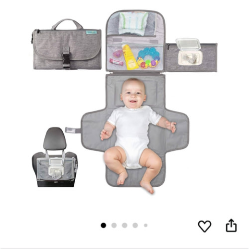 Kopi Baby Portable Diaper Changing Pad - Baby Diaper Changer Travel Bag with Wipes Pocket, Smart Design Portable Changing Mat, Infant Travel Station Kit, Gift for Newborn Girl & Boy - Grey, Classic