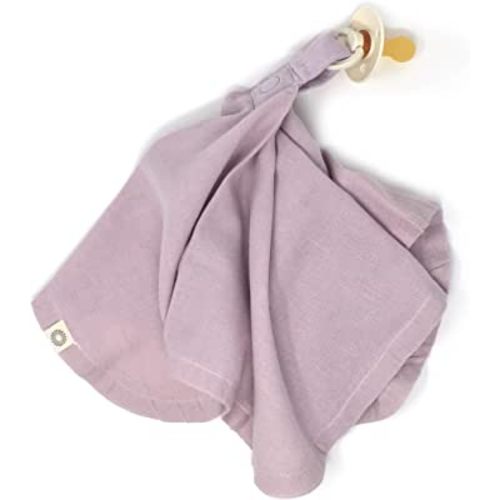 Kishu Baby Indi Organic Paci Blanket - Fairtrade & GOTS Certified 100% Organic Cotton Muslin Mini Baby Blanket with Snap to Secure Baby Pacifier - Pacifier Not Included (Lavender)