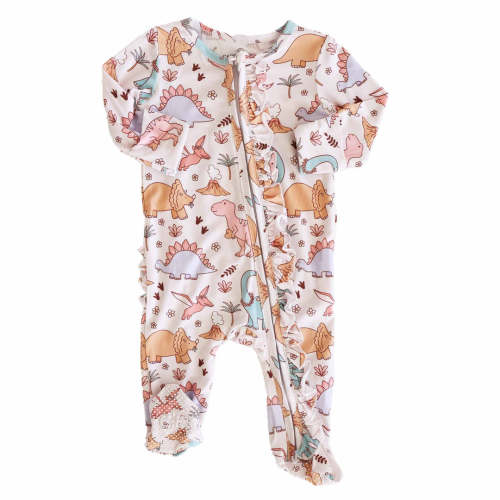 Dolly's Dinos Ruffle Zipper Footie
