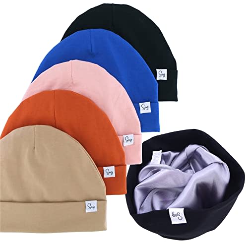 Jersey Beanie Hat for Newborn Baby Boys Girls Silky Satin Lined Hats Bonnet Toddler Infant Little Kids Beanies Caps