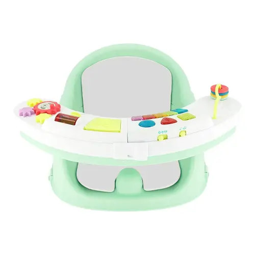 Infantino Music & Lights 3-in-1 Discovery Seat & Booster, Toddler Booster Seat for Dining Table or Kitchen Chair, Baby Activity Center & Snack Tray, Mint