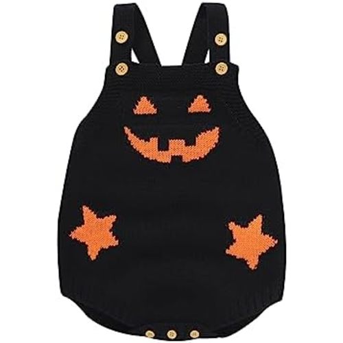 Baby Boy Girl Halloween Clothes Newborn Pumpkin Knitted Romper Suspender Jumpsuit Christmas Santa Outfits