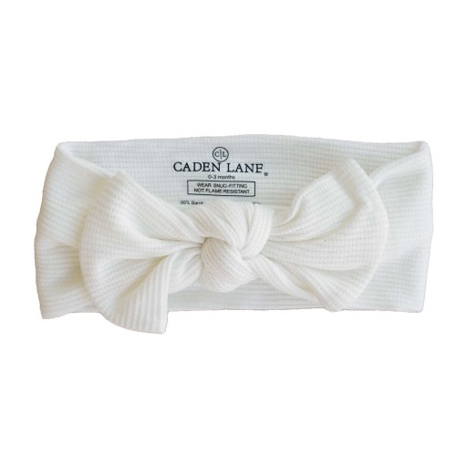 Cloud White Waffle Bamboo Knit Large Bow Headwrap*