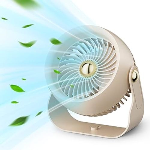 CIVPOWER Desk Fan: Table Fan Small Portable Rechargeable with 6000 mAh Battery - 4 Speed and Timing - Quiet Desktop 8 Inch Fan for Bedroom Room Dorm Office Air Circulation 270°Adjustable