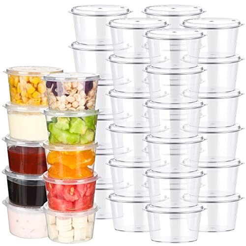Didaey 100 Pcs Baby Food Storage Containers 4 oz with Hinged Lids Small Disposable Plastic Puree Snack Sauce Food Freezer Containers, Stackable, Leakproof
