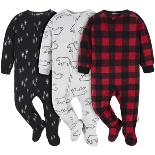 Gerber Baby Flame Resistant Fleece Footed Pajamas (3 Pack)