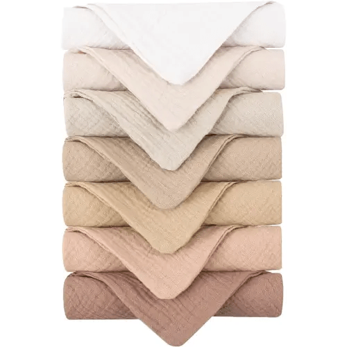 Konssy 7 Pack Face Cloths, Soft Wash Cloth for Washing Face, Cotton Face Cloth for Sensitive Skin Women Facial Makeup Remover Reusable Absorbent Washcloths （11 x 11 Inch）