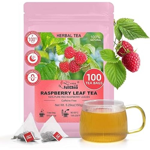FullChea - Raspberry Leaf Tea Bag, 100 Count - Natural Pregnancy Tea for Women's Wellness, Menstrual Cycle & Uterine Health - Pure Red Raspberry Leaves - Non-GMO - Caffeine-free