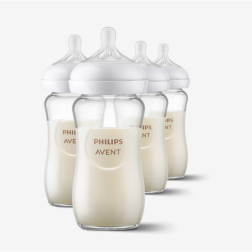 Philips Avent Glass Natural Baby Bottle with Natural Response Nipple - 8 Oz, 4