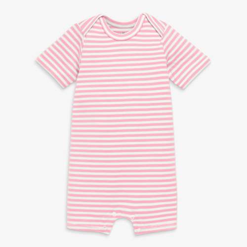Organic babysuit shortie in stripe | Primary.com, Color Blossom, Size 3-6m