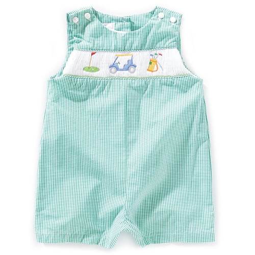 Petit Ami Baby Boys Sleeveless Gingham-Checked Sailboat-Embroidered Shortall