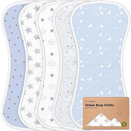 5-Pack Organic Burp Cloths for Baby Boys and Girls - Ultra Absorbent Burping Cloth, Burp Clothes, Newborn Towel - Milk Spit Up Rag, Burpy Cloth Bib for Unisex, Boy, Girl, Burp Cloths (Constellation)