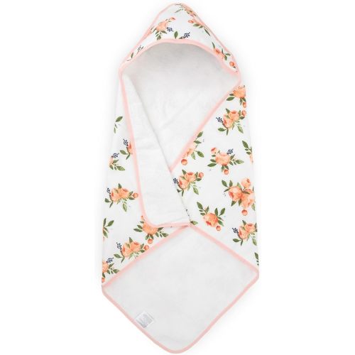 Little Unicorn Premium Infant Hooded Bath Towel| Soft & Absorbent Cotton & Terry Fabric for Newborns (Watercolor Roses)