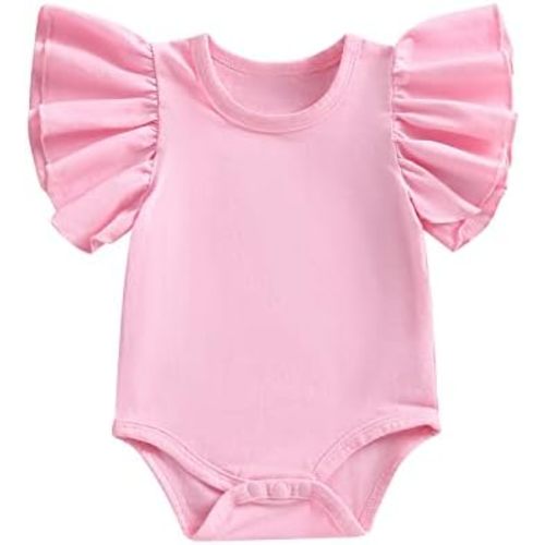 Newborn Infant Baby Girl Solid Ruffle Romper Bodysuit Jumpsuit Casual Clothes One Piece Outfit