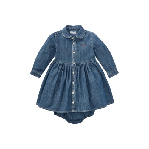 Long Sleeve Denim Shirtdress & Bloomers, 12M