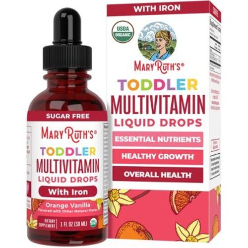 MaryRuth's Multivitamin with Iron for Toddlers for Ages 1-3 | USDA Organic | Immune Support | Bone Health | Vegan | Non-GMO | Gluten Free | 1 Fl Oz