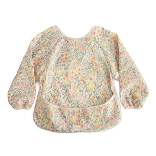 Mushie Long Sleeve Bib Smock With Pocket - Flowers