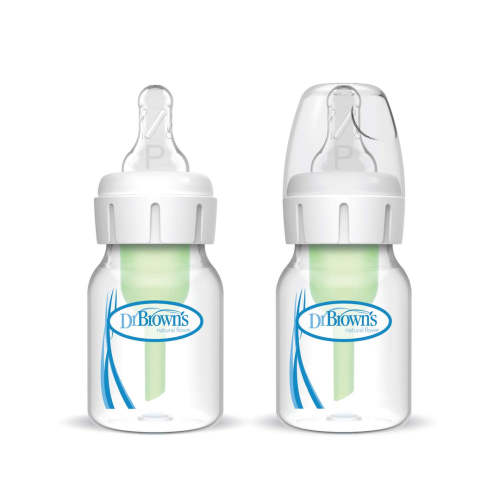 Dr. Brown's Natural Flow Anti-Colic Narrow Baby Bottle, 2oz/60mL with Preemie Flow™ Nipple, 2-Pack