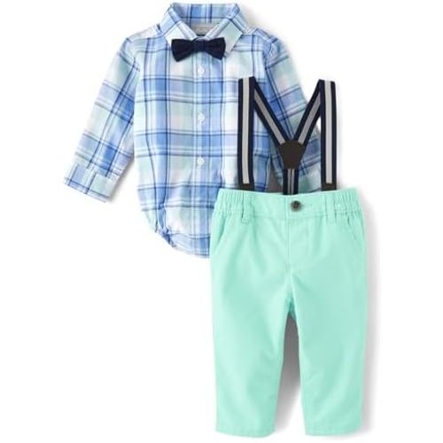 The Children's Place baby-boys And Newborn Button Down Shirt and Pants, 2 Piece Outfit