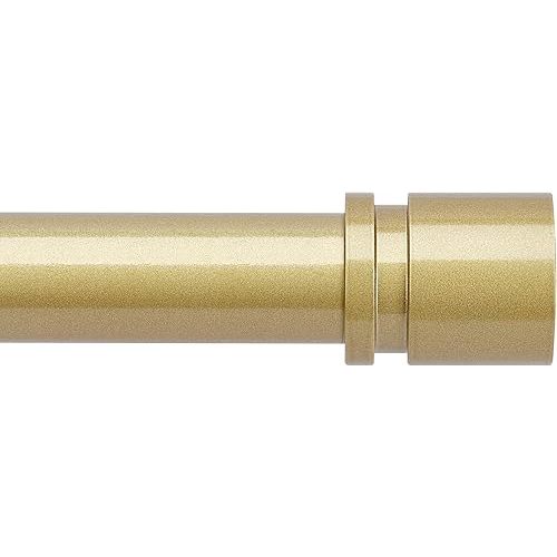 Curtain Rods for Windows 16 to 48 or 60 Inches Max Adjustable Length 1 Inch Diameter Window Curtain Rod with Aluminium Finials, Flash Gold