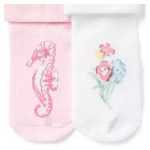 Baby White And Pink Blossom Baby Seahorse And Floral Sock 2-Pack by Janie and Jack