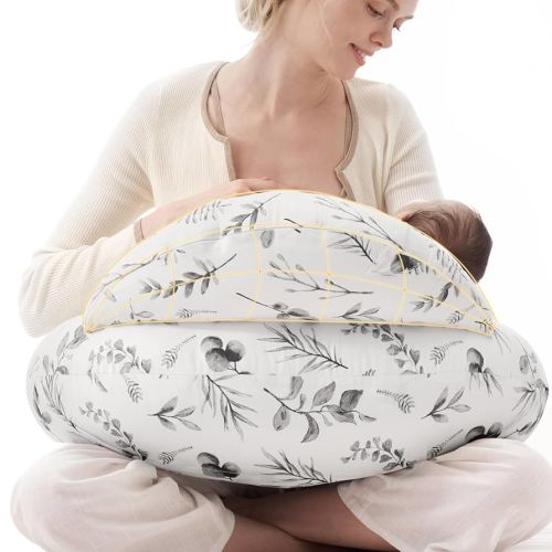 Momcozy Pioneering Safety Fence Nursing Pillow for Breastfeeding- Wider Feeding Pillows for More Support for Mom & Baby- Easier Nursing & Hand Free- Fit for All, Removable Cotton Cover