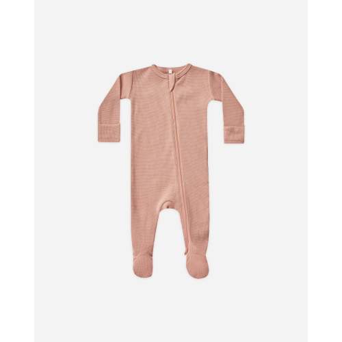 Waffle Zip Footie || Rose