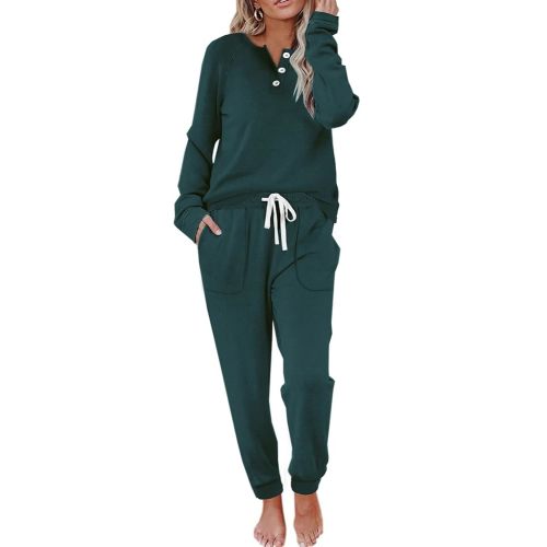 WIHOLL Two Piece Outfits for Women Lounge Sets Button Down Sweatshirt Sweatpants Sweatsuits Set with Pockets