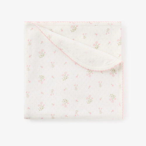 Folklore Floral Print Organic Cotton Pointelle Baby Blanket – Elegant Baby