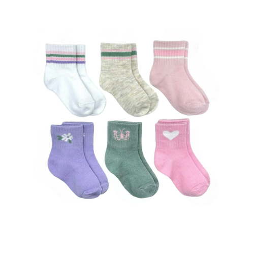 Wonder Nation Baby and Toddler Girl Mid-Crew Socks, 6-Pack