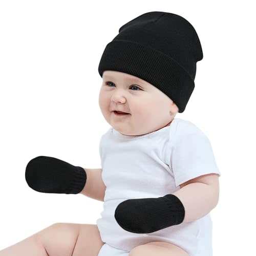 Baby Beanie Hat Gloves Set, Kids Winter Warm Knit Hat with glvoes,Toddler Soft Beanie for Little Boys Little Girls Children