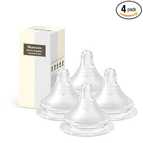 Silicone Bottle Nipple with Latch-On Point, Gentle Flow, Natural Feel (1m+, S, 4 Counts)
