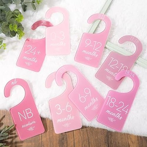 Whaline Acrylic Baby Closet Dividers Pastel Hanging Infant Clothes Hanger Separators Thicken Baby Wardrobe Organizers for Home Nursery Supplies, 6.7 x 3 Inch, 8Pcs