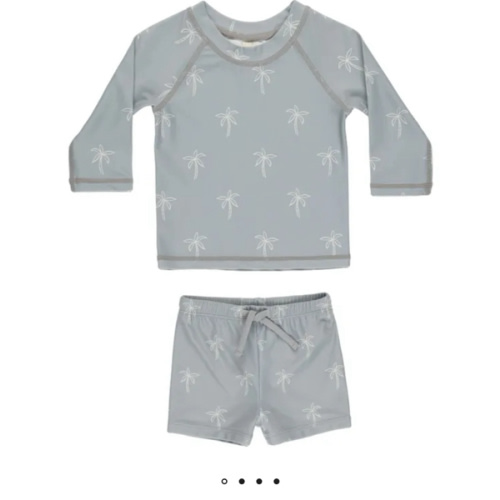 Quincy Mae - Finn T-shirt and Rashguard Short Set - Blue | Smallable