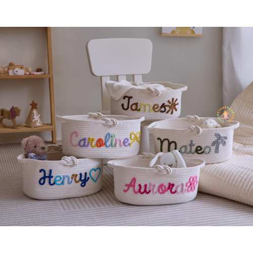 Custom Baby Name Basket, Baby Shower Gift, Newborn Gift, Baby Gift Basket, Nursery Gift, Pet Toy Storage Basket, Gifts for Girls Boys Family