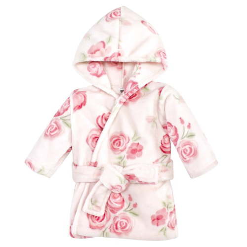 Hudson Baby Infant Girl Plush Animal Face Bathrobe, Blush Rose, 0-9 Months