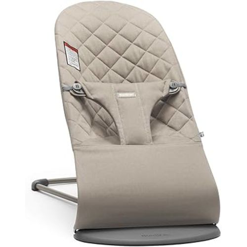 Babybjörn Bouncer Bliss - Sand Gray Quilted Cotton/Dark Gray Frame