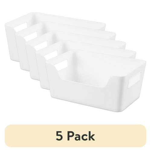 Mainstays 2-Pack Small Easy Access Bins, White, Closet Storage Organizer