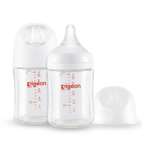 Glass Wide Neck Baby Bottle, 2 Packs, 5.4 Oz(160ml) for newborns – Pigeon