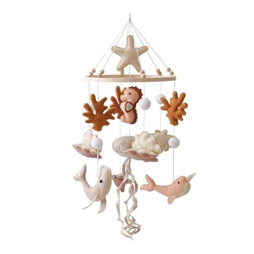 GOODMOM Ocean Nursery Mobile: Seahorse Jellyfish Manta California Pro Handmade Baby Crib Mobile, Sturdy Structure for Newborns