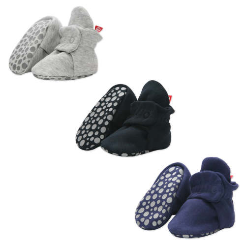 Organic Cotton Gripper Baby Bootie 3 Pack - Heather Gray/Black/True Na – Zutano