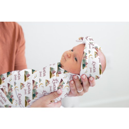 Boho Mountain Girl Swaddle Set, Adventure Swaddle, Adventure Nursery Theme, Newborn Mountain Blanket, Mountain Swaddle M33