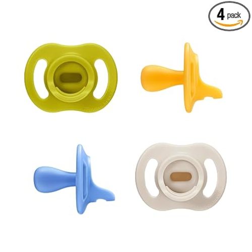 Tommee Tippee Ultra-Light StayPut Pacifier, 6-18 Months, Pack of 4 | One-Piece Silicone Design, Stays Put in Baby's Mouth, BPA Free
