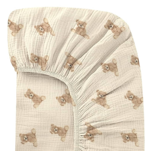 100% Organic Cotton 52x28 Inches Muslin Crib Sheets Fitted Crib Mattress Sheet for Baby Girls & Boys, Soft Boho Neutral Toddler Bedding Bed Sheets Fits Well Standard Size Crib Mattress 28x52 Inches